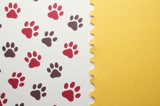Cute puppy and kitten paw prints, diagonal footprints background , puppy, tracks
