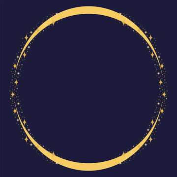 Yellow Golden Circle Border Frame With Glittering Star Decoration