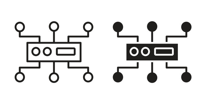 Proxy server icon design. Editable outlined stroke and solid symbols