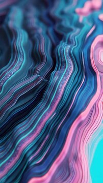 Vibrant abstract background with flowing wavy lines, inspired by agate mineral texture. Modern fluid design in blue and pink hues. Ideal for creative, artistic, and decorative projects.