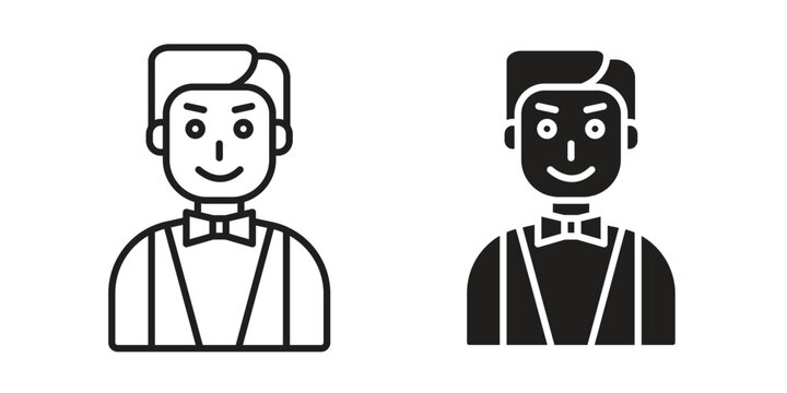 Ventriloquist icon design. Editable outlined stroke and solid symbols