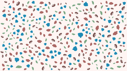 Fototapeta premium Illustration Seamless Abstract Background Pattern with Colorful Organic Shapes . Modern Memphis Style Texture with Playful Elements in Blue, Green, Orange and Beige Tones Design Vector