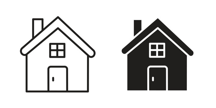 Winter Cabin icon design. Editable outlined stroke and solid symbols