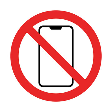 No smartphone, No mobile phone, No phone calls, Vector illustration of a mobile phone crossed out with a red prohibition sign. Concept of no phone use, restriction, or device ban.