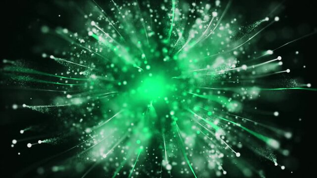 Vibrant green burst radiates from central point