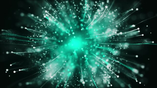 Vibrant green light bursts from center