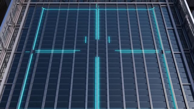 企業の成功コンセプト向けの黒曜石のヘリパッドとシアンネオンの輝き