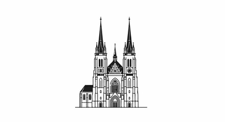 Fototapeta premium Ornate Gothic cathedral with spires and central rose window