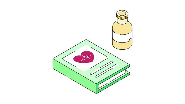 Book animated icon for medical reference or health studies.