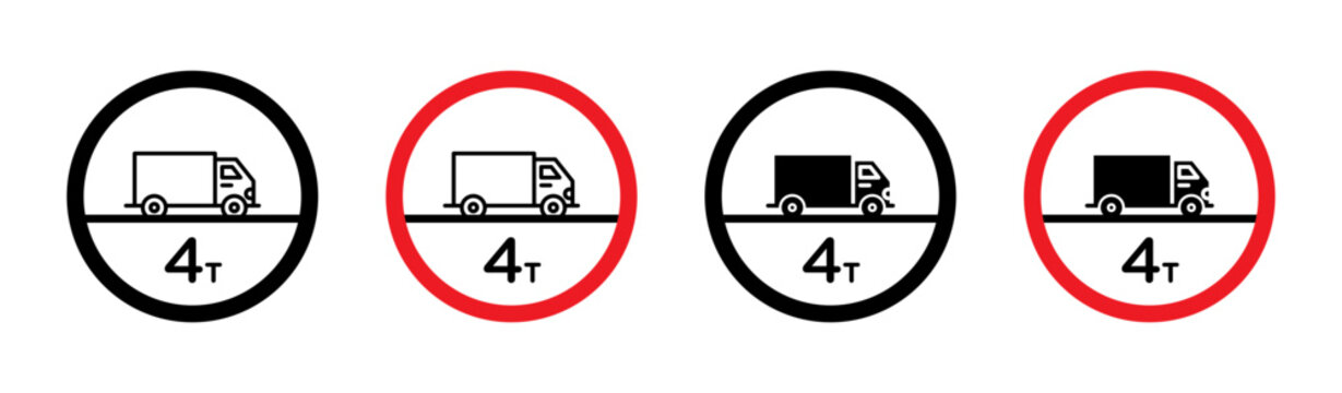Weight limit traffic signs set. vector illustration