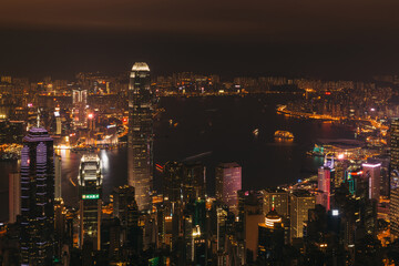 Naklejka premium night view of Hong Kong 