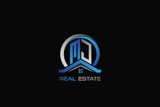 MJ real estate letters logo design for construction or house. MJ real estate letters logo Vector design
