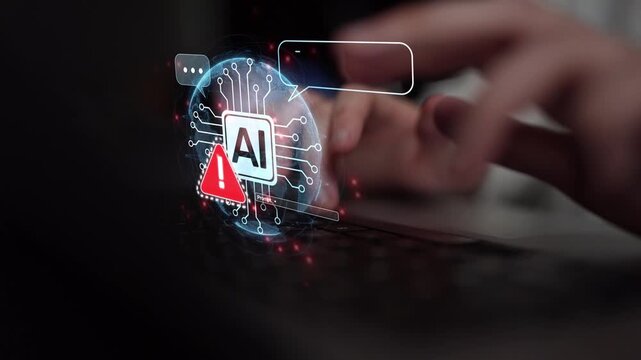 AI interface showing prompt error warning and system alert. AI prompt failure can lead to incorrect output or hallucination. Managing AI prompt error is crucial in safe AI deployment. Muxer
