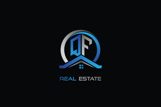 QF real estate letters logo design for construction or house. QF real estate letters logo Vector design
