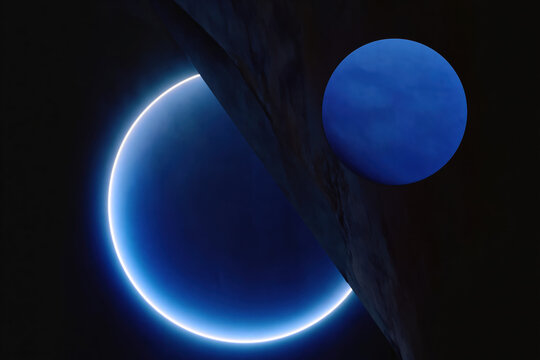 Mesmerizing blue eclipse with abstract lunar element