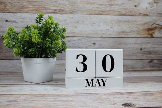 Wooden Calendar Showing the Date of May 30th. Day 30 of May month