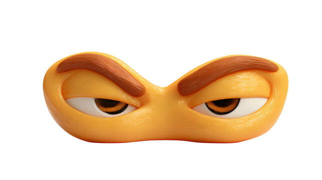 3d cartoon emoji with sly expression and one raised eyebrow on white background conveying skepticism and curiosity