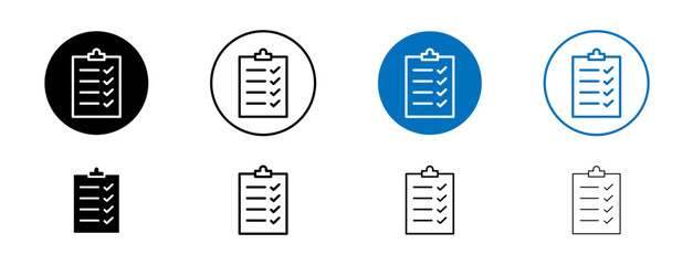 Fototapeta premium Clipboard icons set in black and blue colors on white background