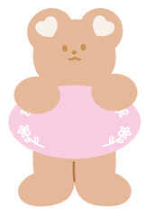 Fototapeta premium Illustration of teddy bear and blank space for chat box, insert text, message, dialogue, childhood, youth, forever young, animal, sticker, cartoon, character, comic, mascot, toy, doll, zoo, souvenir