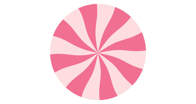 Pink and white swirl hard candy isolated on a white background