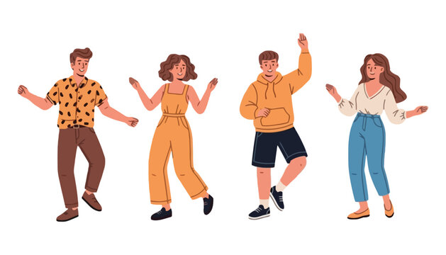 People dancing illustration with vibrant colors and dynamic movements