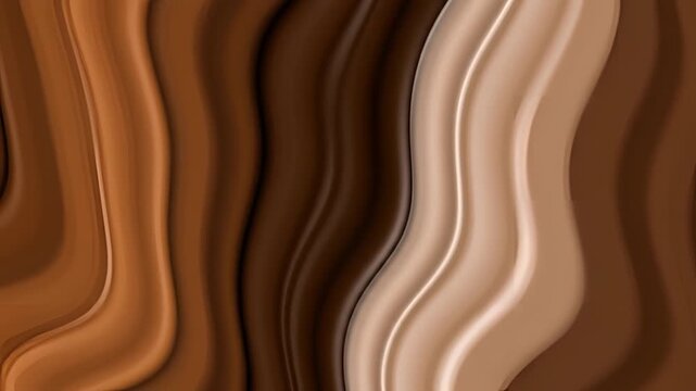 Abstract flowing waves of brown and beige colors creating a smooth texture.
