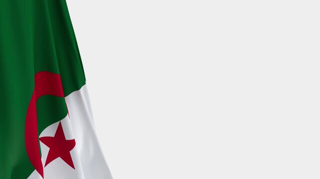Algeria Flag on Left Side, Waving National Symbol with Copy Space