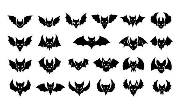 Stylized Black Bat Silhouettes Collection
