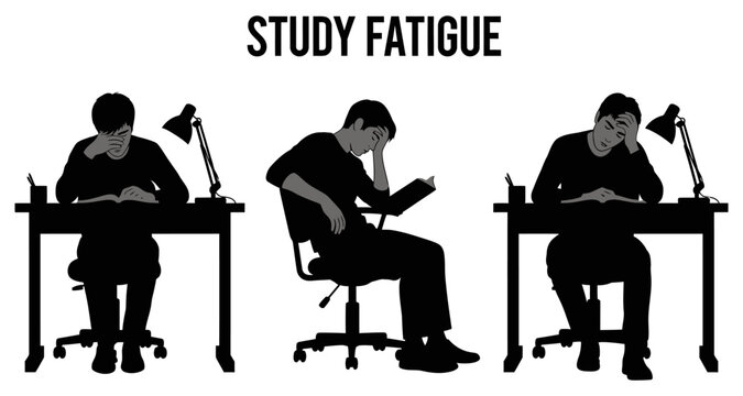 Student fatigue during late night study sessions with desk lamp illumination