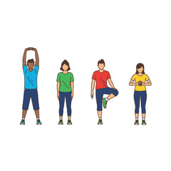 Fototapeta premium Diverse people exercising, stretching, and balancing for fitness and wellness