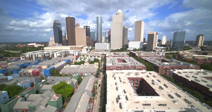 Downtown Houston Skyline from Midtown &ndash; Aerial Drone