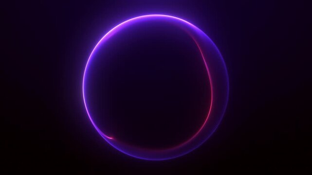 Violet red glowing energy sphere black background with smooth neon gradient rim subtle flowing light distortion, abstract futuristic plasma orb soft luminous edges and depth, 4K 60fps seamless loop
