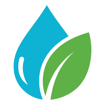 Blue water drop and green leaf eco friendly symbol icon graphic icon