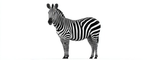 Obraz premium Charming zebra on a white backdrop bold African creature with classic black and white stripes