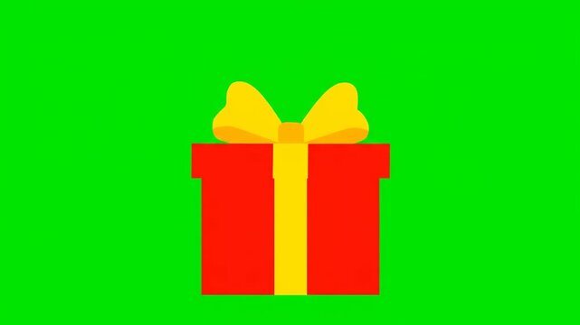 Red Gift Box Opening with Yellow Ribbon.