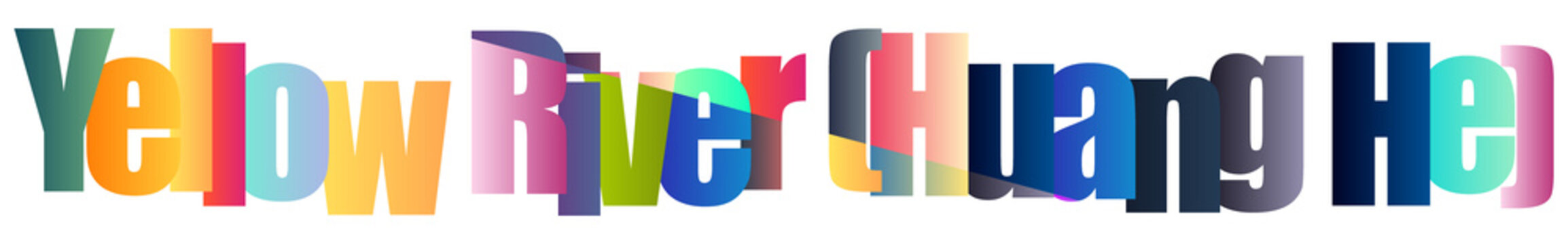 Colorful Text Design Showing Yellow River Huang He Name