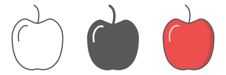 Fototapeta premium Apple line icon, vitamin and food, fruit sign, vector graphics, a linear pattern on a white background.