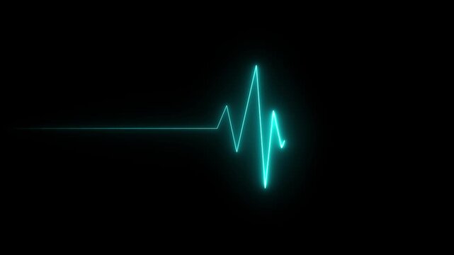 Neon Digital heartbeat plus animation. Heart Beat Pulse animated video, medical concept heart beat graph 4k video