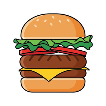 Delicious Double Cheeseburger with Lettuce and Tomato Icon