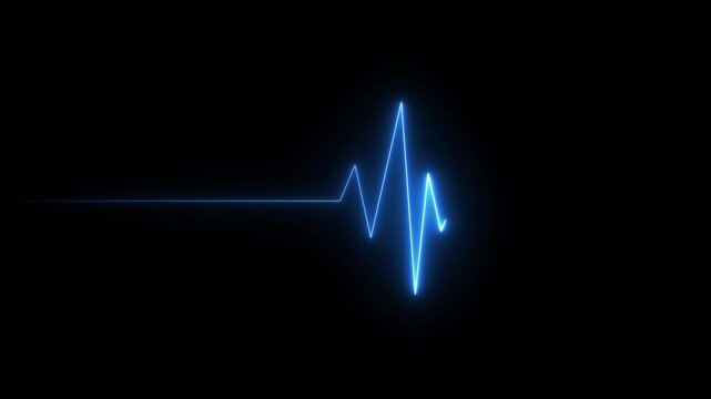 Neon Digital heartbeat plus animation. Heart Beat Pulse animated video, medical concept heart beat graph 4k video