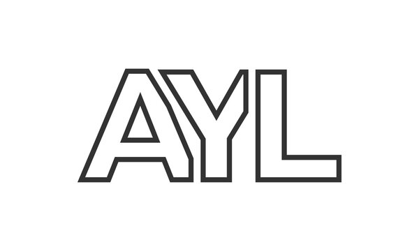 AYL logo design template with strong and modern bold text. Initial based vector logotype featuring simple and minimal typography. Trendy company identity.