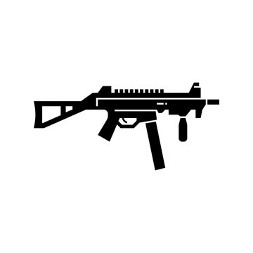 Firegun glyph icon. automatic gun illustration.