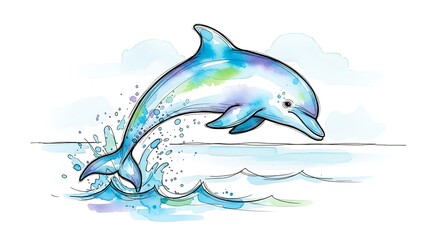 Fototapeta premium Dolphin jumping out of ocean water.