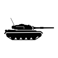 Fototapeta premium black tank silhouette icon with long gun barrel