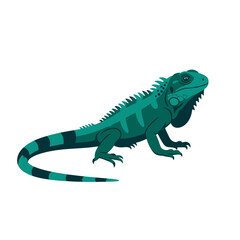 Naklejka premium Green Iguana Reptile Illustration Isolated on White Background