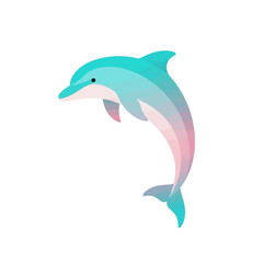 Fototapeta premium Playful Dolphin Jumping Out of Water, Gradient Colors, Cute Aquatic Animal Illustration