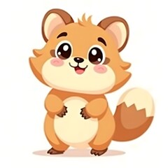Fototapeta premium A cute cartoon squirrel with big eyes and a fluffy tail