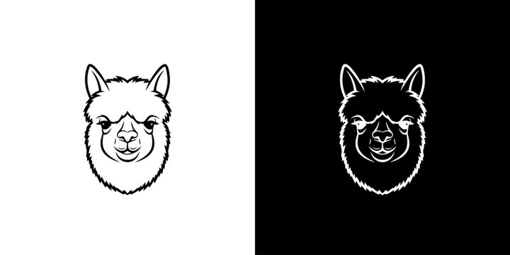 Alpaca Head Logo Design Featuring a Minimalist Line Art Illustration Style