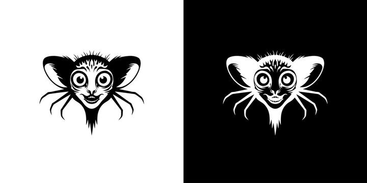 Aye Aye Primate Head Logo Design with Eerie Facial Expression