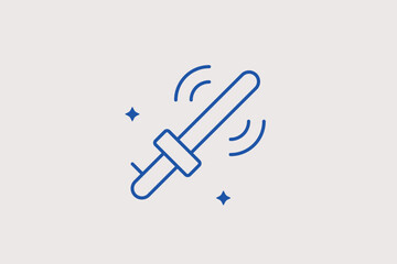 Fototapeta premium Handheld magic wand or controller with motion lines for interactive apps. Playful Vector Illustration and line icon is perfect for gaming, creative tools, and gesture magic.
